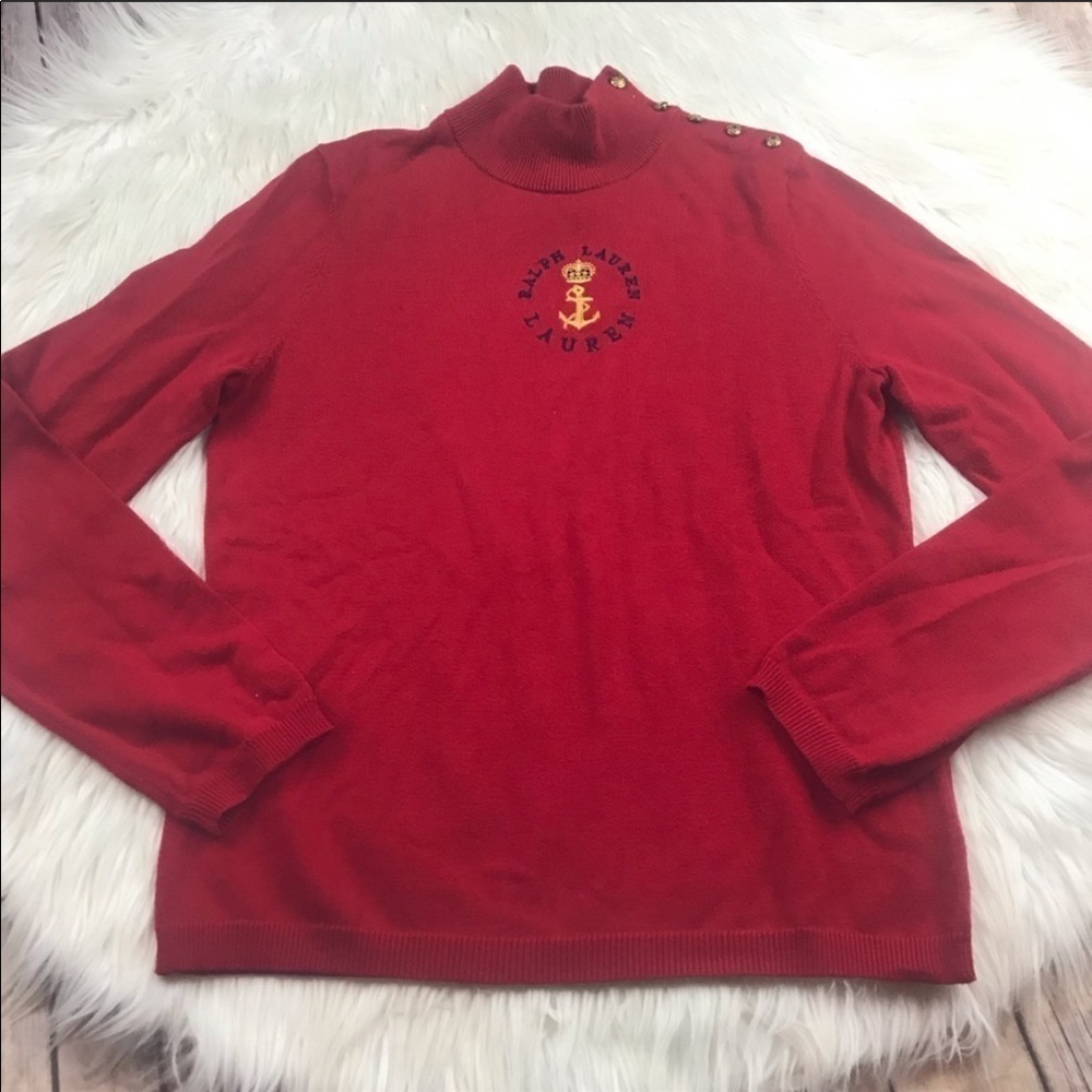 Vintage Lauren Ralph Lauren military style mock neck sweater